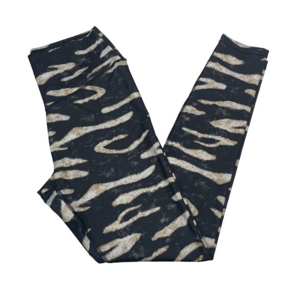 LOLË Burst High-Waisted Ankle Leggings Sz Small Sand Dunes Black - Picture 4 of 9